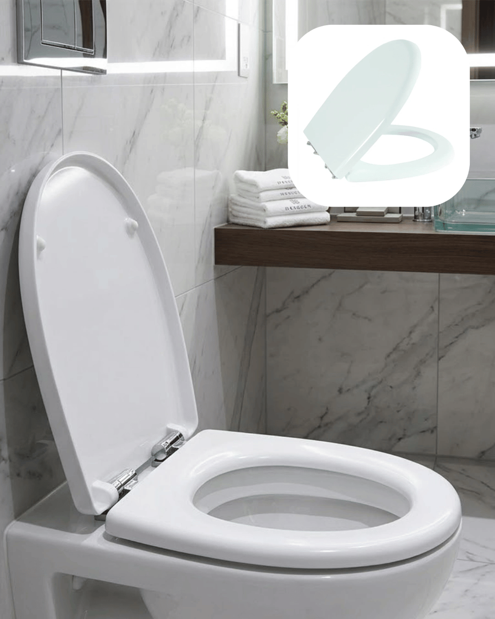 Universal Klozet Kapak Seti Kaydırmaz Alt Yüzey Kolay Temizlik Banyo Aksesuarı