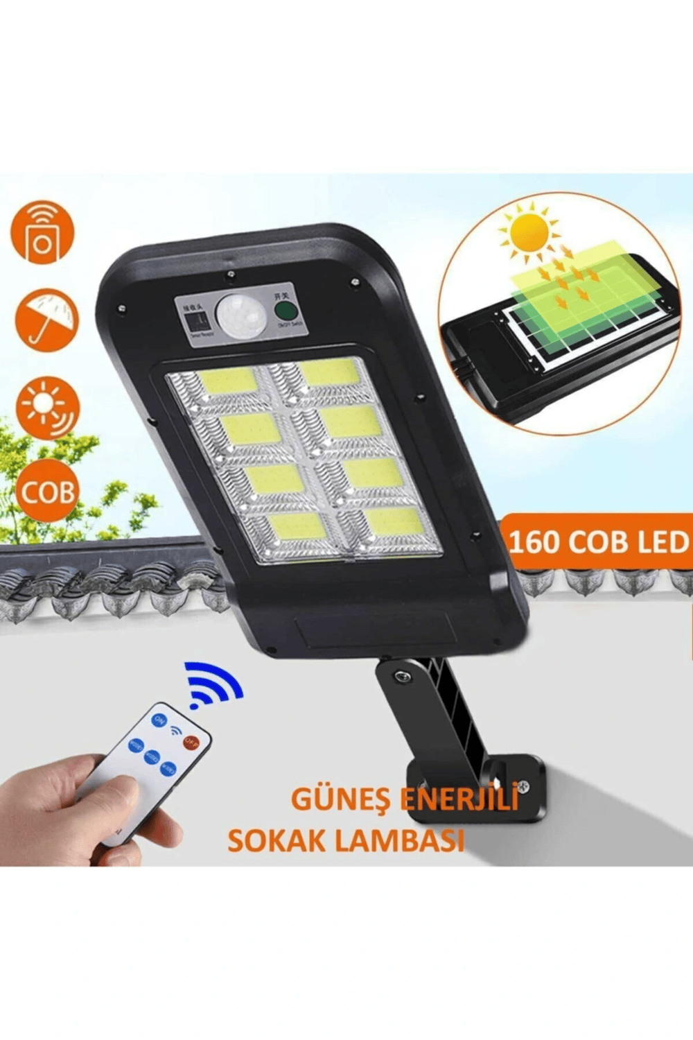 Uzaktan Kumandalı 160 Led Solar Bahçe Lambası