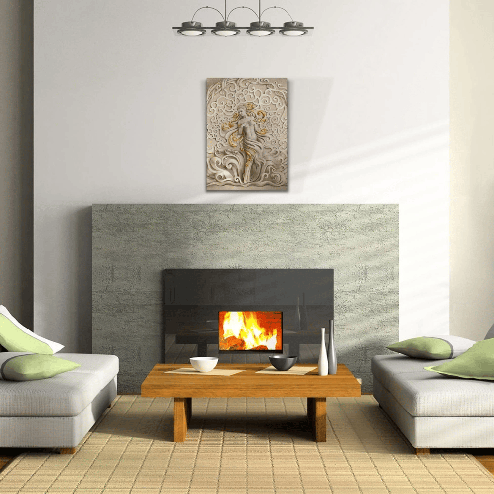 Venüs , Gri ve Altın Rengi Dekoratif Kanvas Tablo 50 x 70