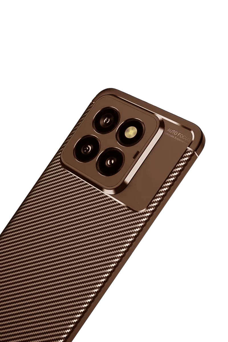 Xiaomi Mi 14T Pro Kılıf Auto Focus Karbon Kapak - Kahverengi