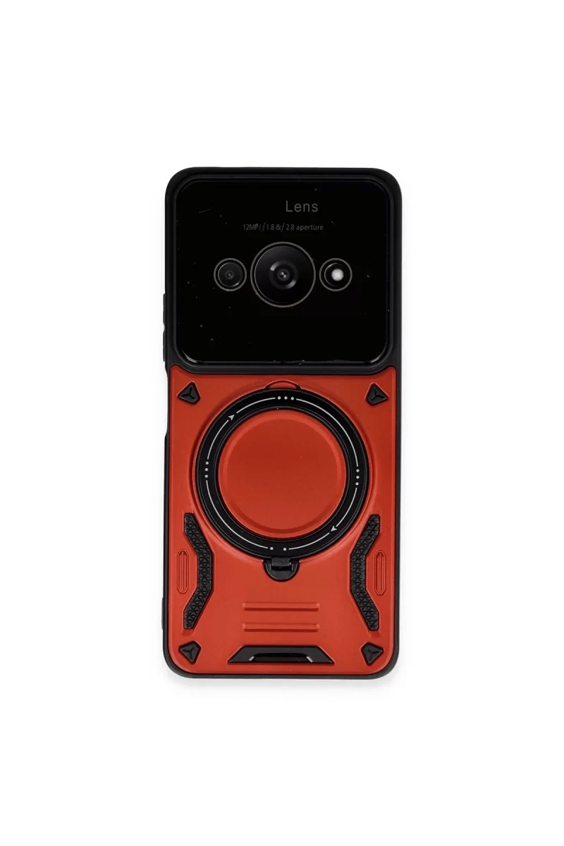 Xiaomi Poco C61 Kılıf Joy Lens Standlı Kapak - Kırmızı