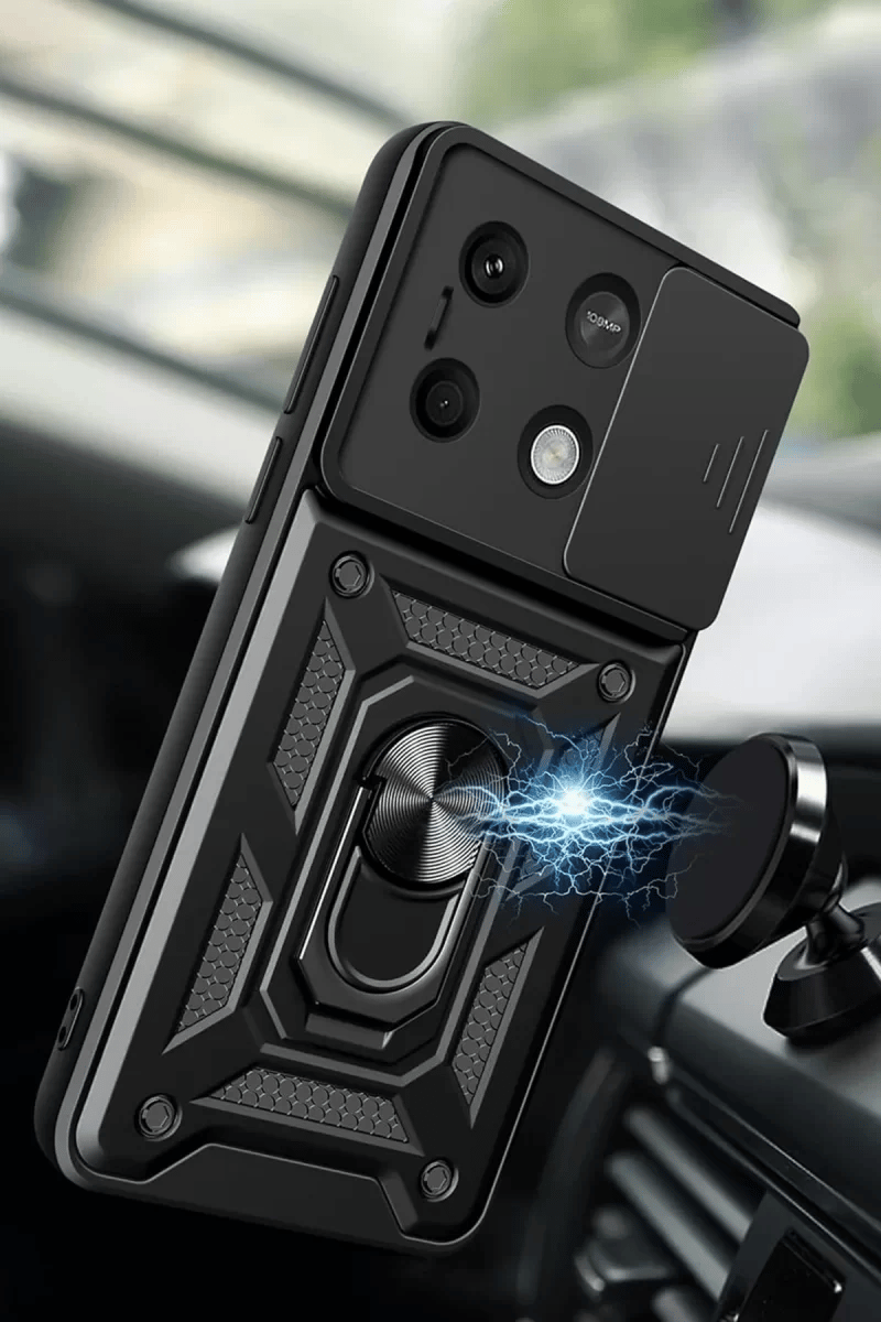 Xiaomi Poco M6 Pro 4G Kılıf Pars Lens Yüzüklü Silikon - Yeşil