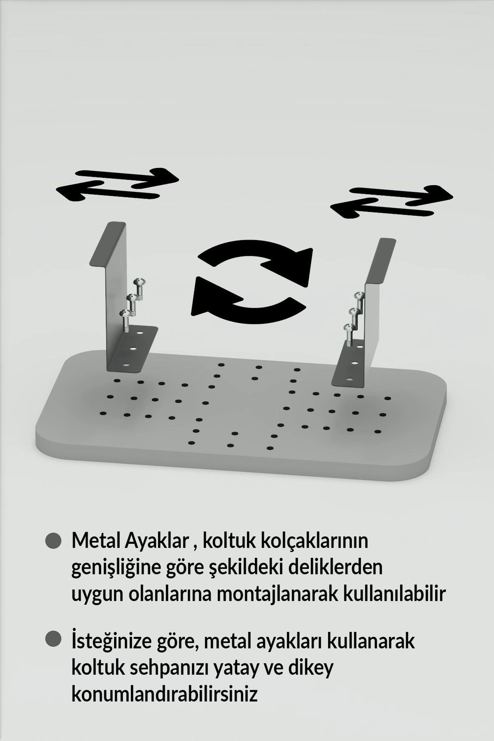 Yan Sehpa Ayarlanabilir Tepsi DİKDÖRTGEN Dekoratif Modern Yatay Dikey Koltuk Sehpası GORDİON