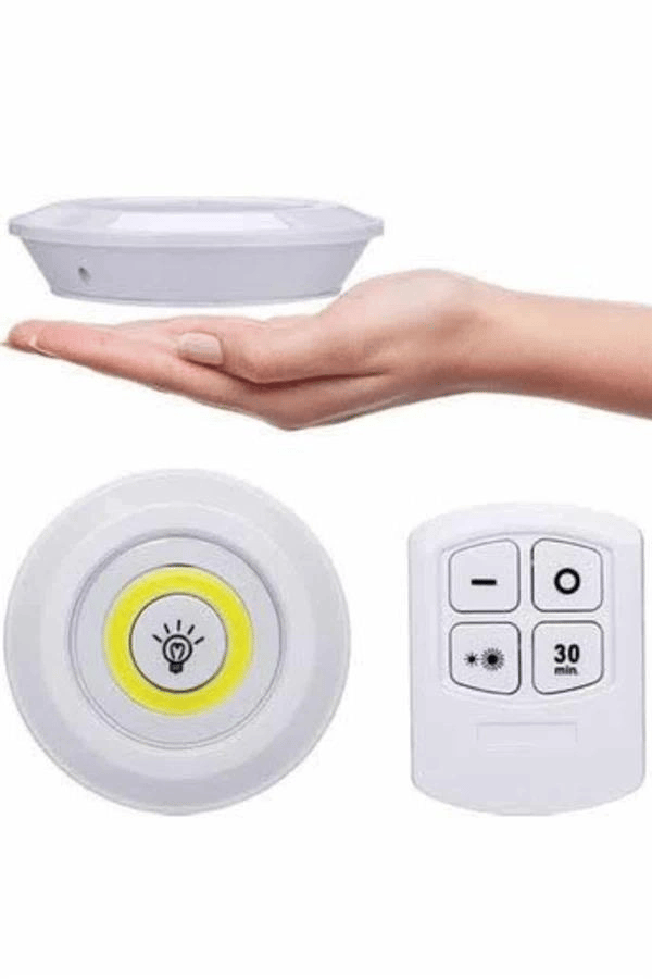Yapışkanlı 3lü Spot Led Işık Lamba Montajsız Pilli Uzaktan Kumandalı