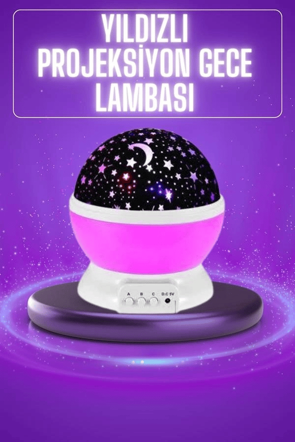 Yıldız Görünümlü Gece Lambası Renkli Masa Lambası Gökyüzü Projeksiyon