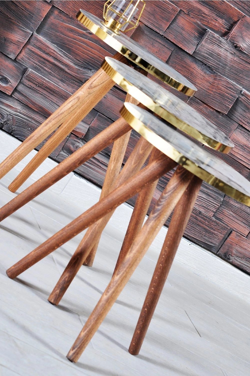 Zigon Sehpa 3lü Gümüş Metal Ayak Gümüş Efes
