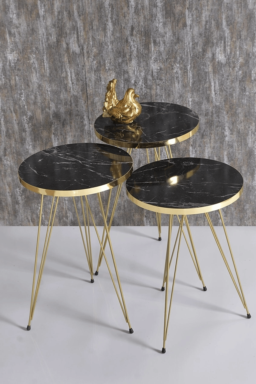 Zigon Sehpa Gold Bendir Tel Ayak