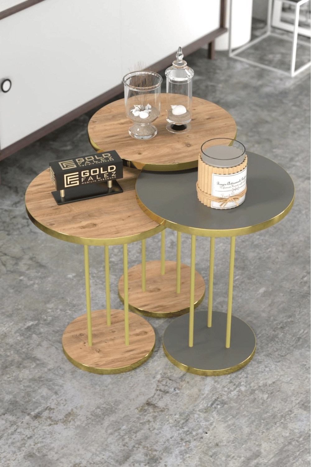 Zigon Sehpa Terra Gold Ceviz Antrasit TRR01