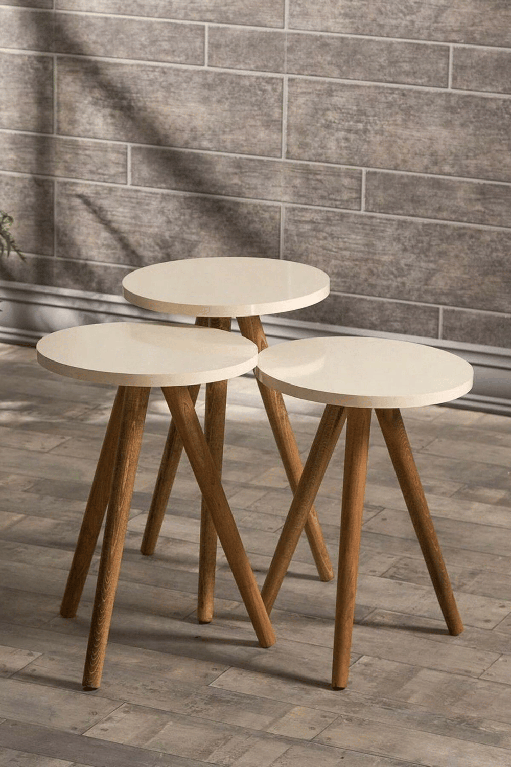 Zigon Sehpa Ve Orta Sehpa Kr Torna Krem Set 3008