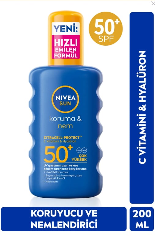 Nivea Güneş Koruyucu Ve Nemlendirici Vücut Sprey 200ml, Spf50,