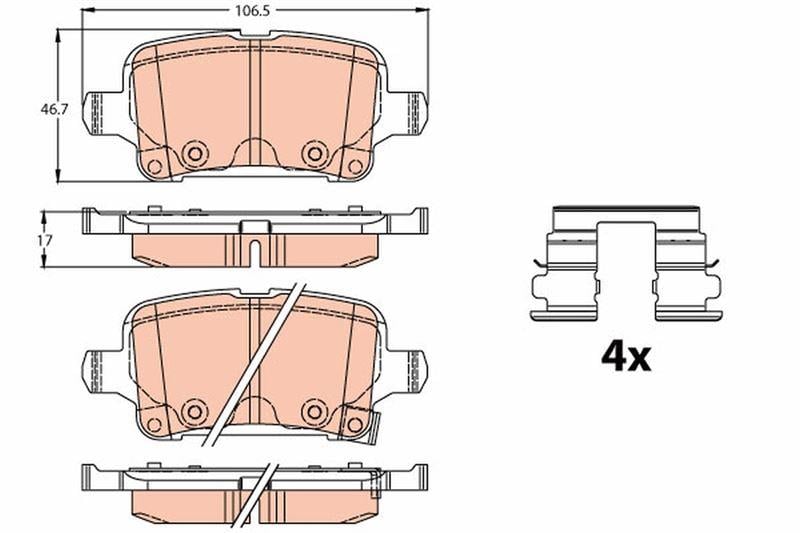 ARKA FREN BALATASI OPEL ASTRA K 1.0-1.4-1.4T-1.6T-1.6 CDTI 16>22 106.5x46.3x16.6