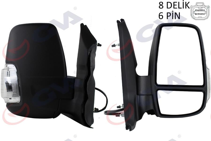 DIŞ DİKİZ AYNASI SAĞ TRANSIT 14> ELEKTRİKLİ ISITMALI BEYAZ SİNYALLİ DESENLİ KONVEKS 6 FİŞ VM-6329EHR
