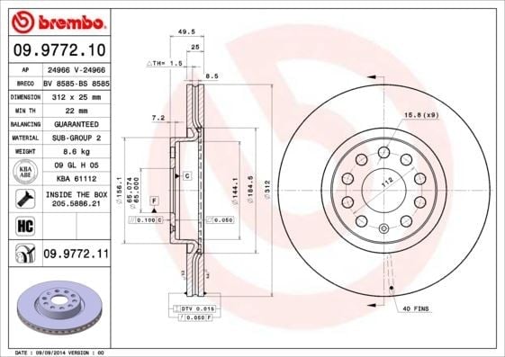 FREN DİSKİ ÖN VW PASSAT-GOLF5-GOLF6-GOLF7-CADDY-A3-LEON-FORD CONNECT 23> ÇAP: 312mm. KALINLIK: 25mm Delik: 5