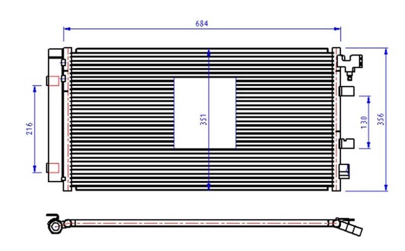 KLİMA KONDANSER RADYATÖRÜ RENAULT FLUENCE 09> MEGANE III 09> 1.5dCi 1.6 1.6dCi 348x685x16