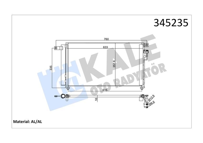 KLİMA KONDENSERİ KIA RİO 1.4-1.6 05 > 625X360X16 OTO.-MEK. AL/AL