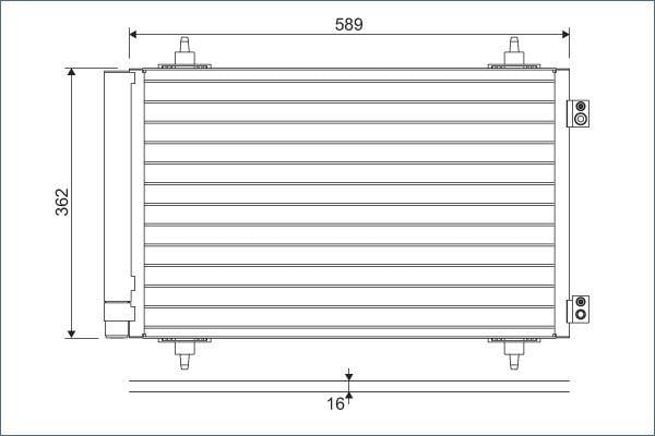 KLİMA RADYATÖRÜ KONDENSERİ PEUGEOT EXPERT 07> P807 06> CITROEN JUMPY 07> C8 06> TOYOTA PROACE 13> 590x361x12