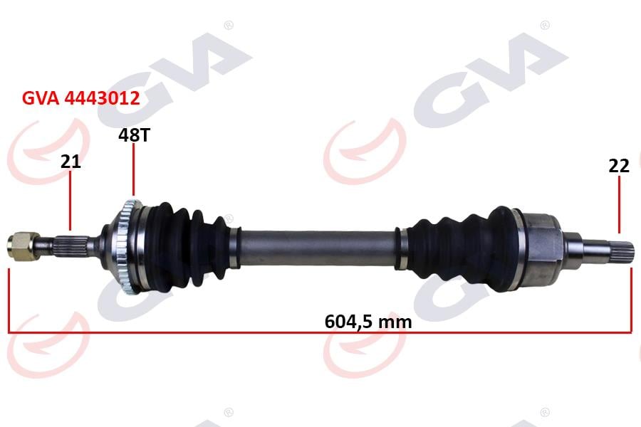 KOMPLE AKS SOL PEUGEOT 206 1.6i 98-06 TU5 ABS Lİ 48 DİŞ 604mm
