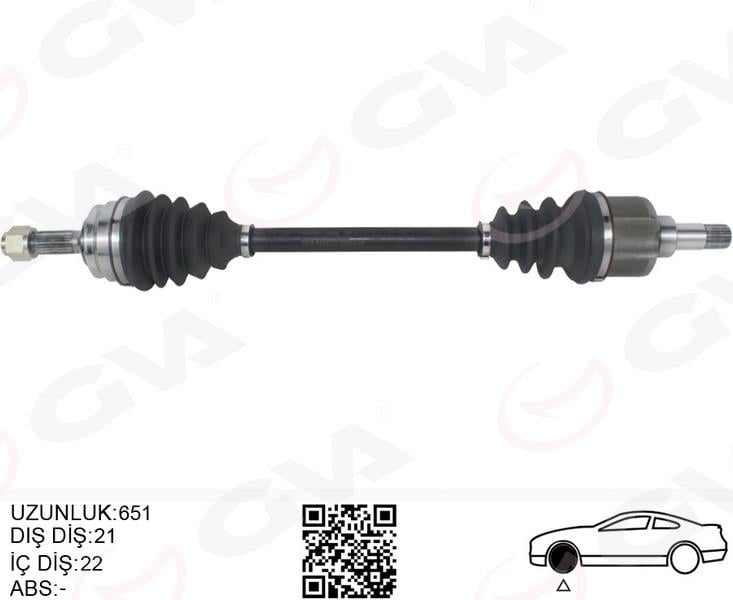 KOMPLE AKS SOL PEUGEOT P208 12>19 CITROEN C3 16> 1.0-1.2-1.4-1.6 VTI 1.4 HDI-1.6 BlueHDI 21x22x665
