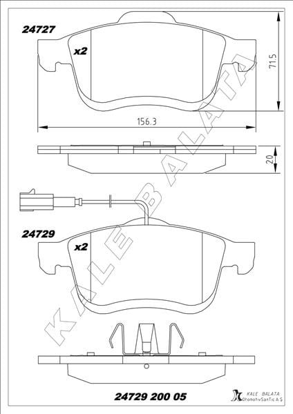 ÖN BALATA FIAT DOBLO III 10> OPEL COMBO 12> 1.3D MTJ 1.4 1.6D MTJ 2.0D MTJ ÇİFT FİŞLİ TEK FİŞLİ