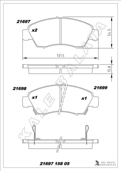 ÖN FREN BALATA KÜÇÜK TİP HONDA CIVIC 1.6L D16 SI enjeksiyonlu 92-95 1.4L D14A EURO 96-00 / JAZZ 1.4L L13A GD 02-08