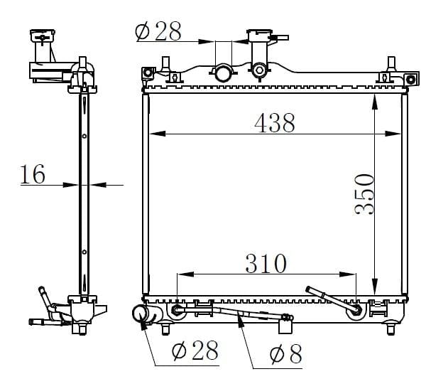RADYATOR BRAZİNG AT 350X428X16 İ10 1.1 CRDI/1.1İ 2008 67098