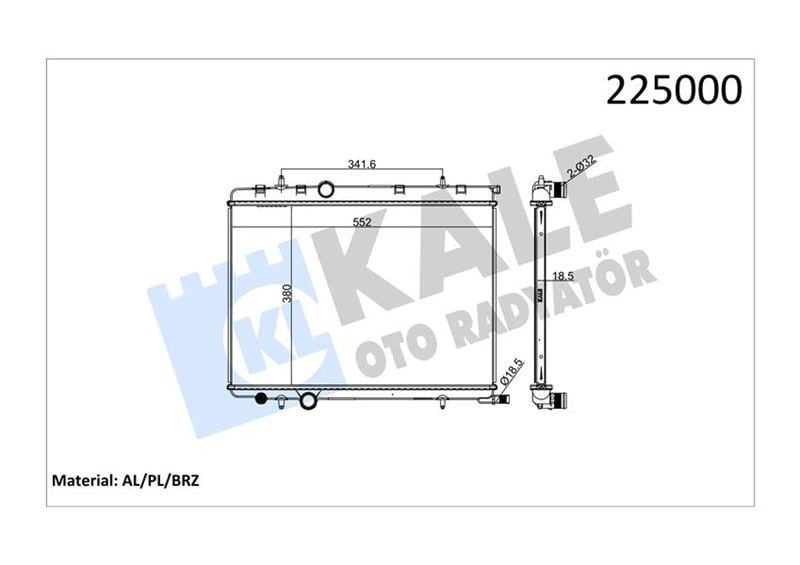 RADYATÖR BRAZİNG KALIN TİP PEUGEOT 206 1.6İ-1.4HDI 98 > 380X538X26 MEK.
