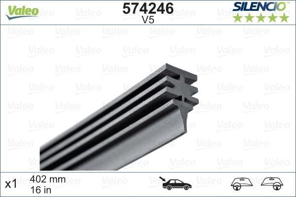 SİLECEK LASTİĞİ Valeo Silencio X1 400 mm ARKA V5 FIAT PUNTO 3; 5KAPI