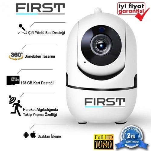 2MP 1080P Hareket Sensörlü 360 derece Kablosuz Güvenlik Kamerası 32 GB SD Kart Dahil