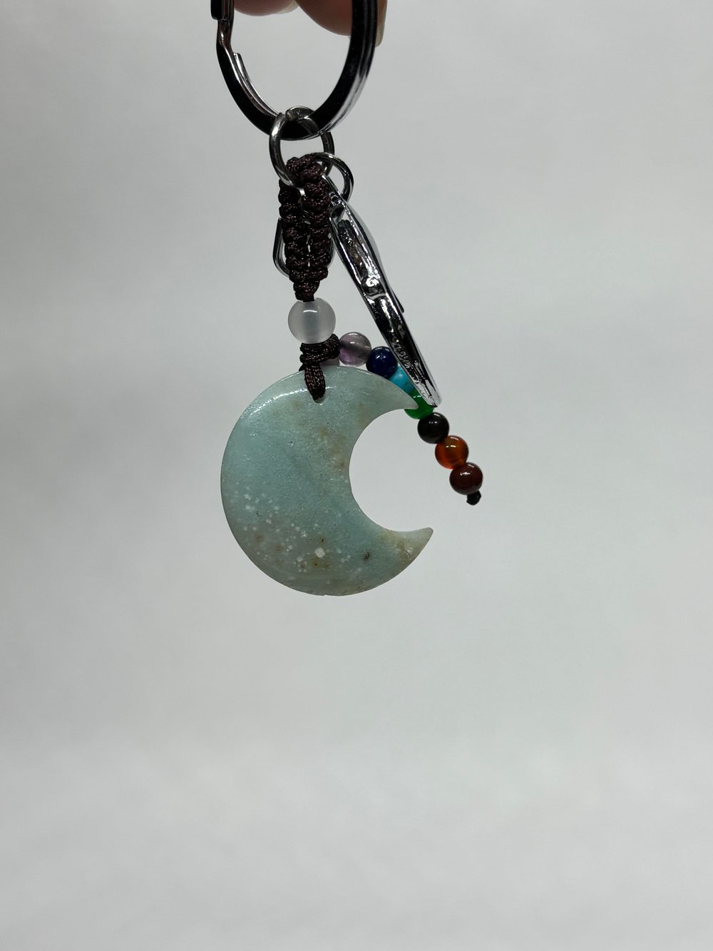 AMAZONİT DOĞALTAŞ DUYGUSAL DENGE ANAHTARLIĞI CHARM HİLAL