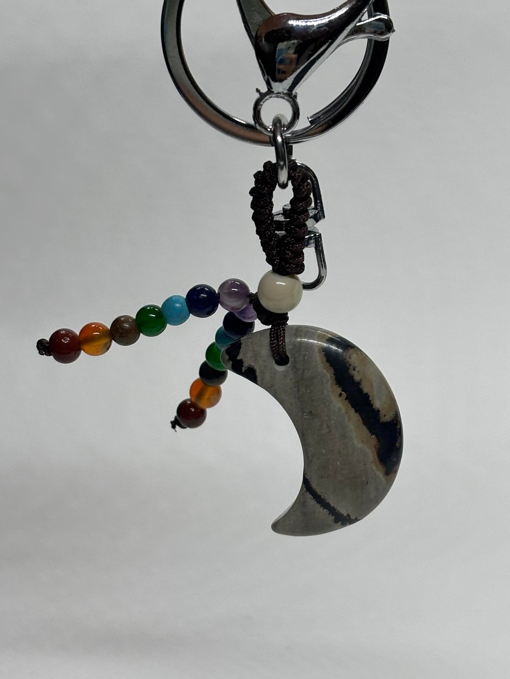 GRİ JASPER DOĞALTAŞ ANAHTARLIK CHARM HİLAL