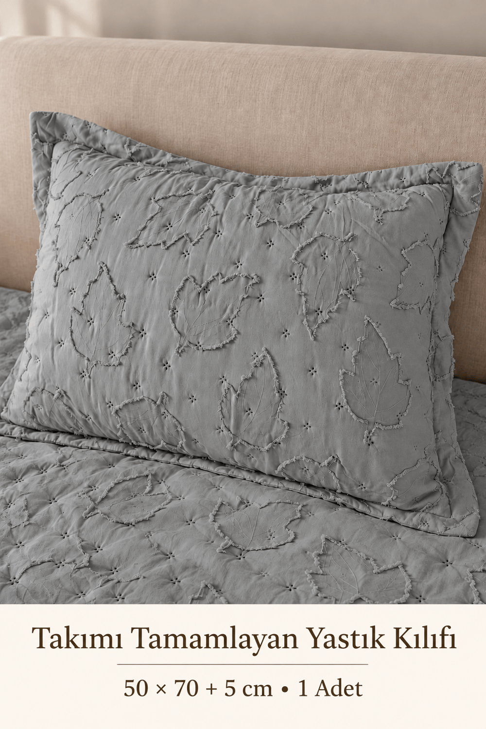 Elanor Tek Kişilik Yatak Örtüsü Takımı 180x240 cm – 1 Yastık Kılıflı, Gri