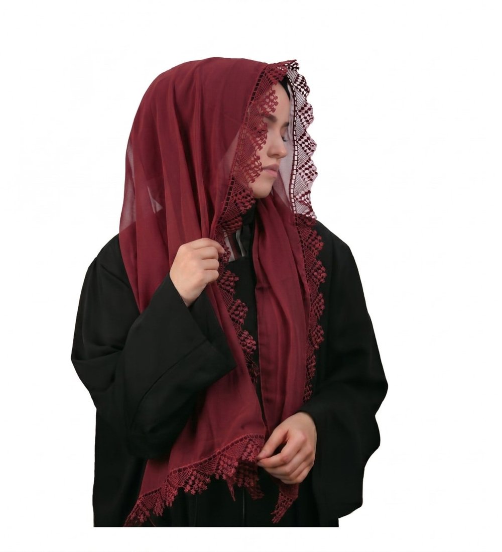 İpekçe İğne Oyalı El İşçiliği Başörtüsü - Mevlüt Örtüsü ve Namaz Şalı 75x150 cm