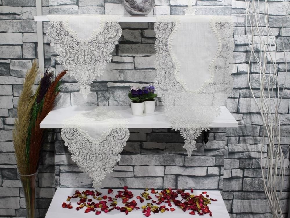 İpekçe Salon Takımı 3 Parça Taç Dekoratif Salon Seti