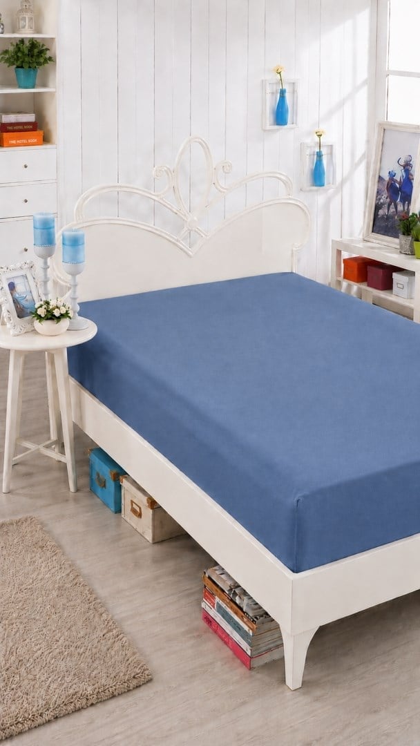 İpekçe Vesna Penye Lastikli Çarşaf - 100x200 Tek Kişilik - Mavi 110 Gr.