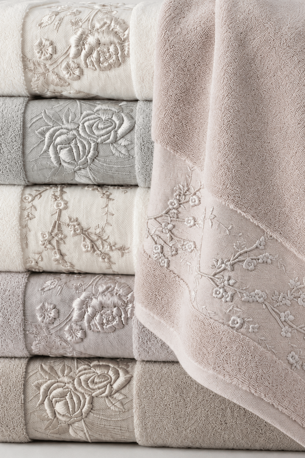 Pupilla Ninna 1075 Penye Pamuklu Nakışlı El ve Yüz Havlusu Seti 6lı 50x90 Cm