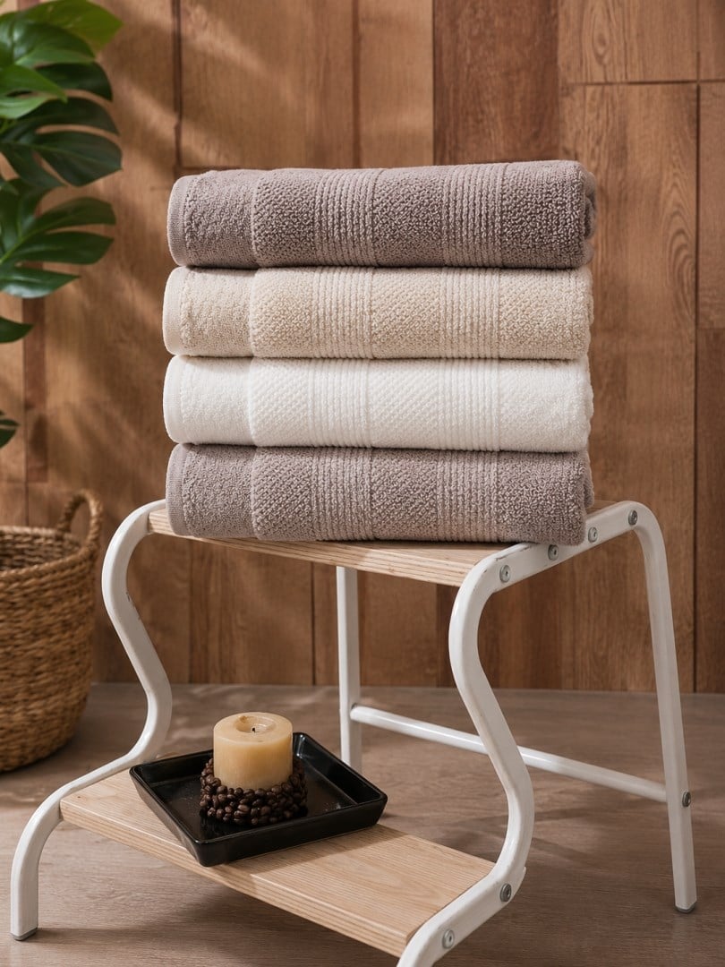 Pupilla 3047 Kadife Jakarlı Life Havlu 4'lü Paket 50x90
