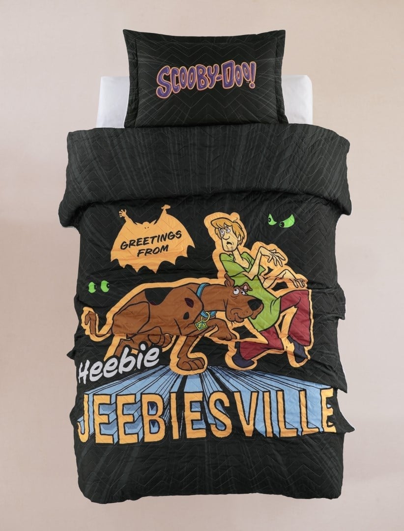 Warner Bros Scooby Doo Tek Kişilik Yatak Örtüsü - SD-00344 Micro Digital Baskı 2 Parça Eğlenceli Çocuk Odası Seti