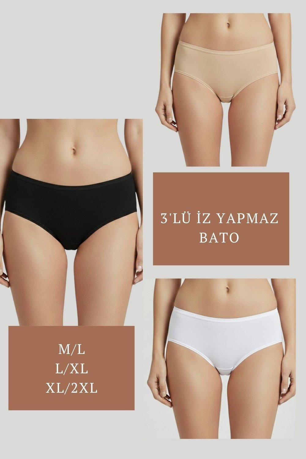 3LÜ SET KÜLOT-SİYAH-BEYAZ-TEN DOR2851