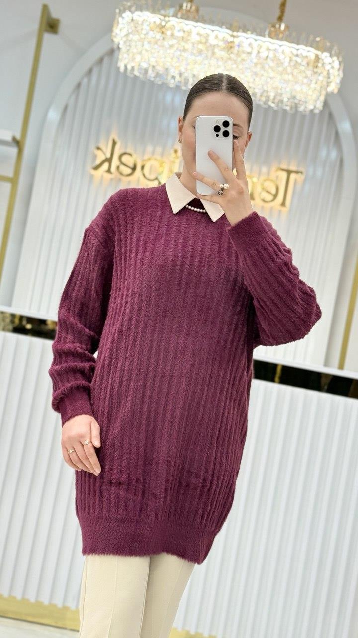 Angora Fitilli Bisiklet Yaka Tunik 140296