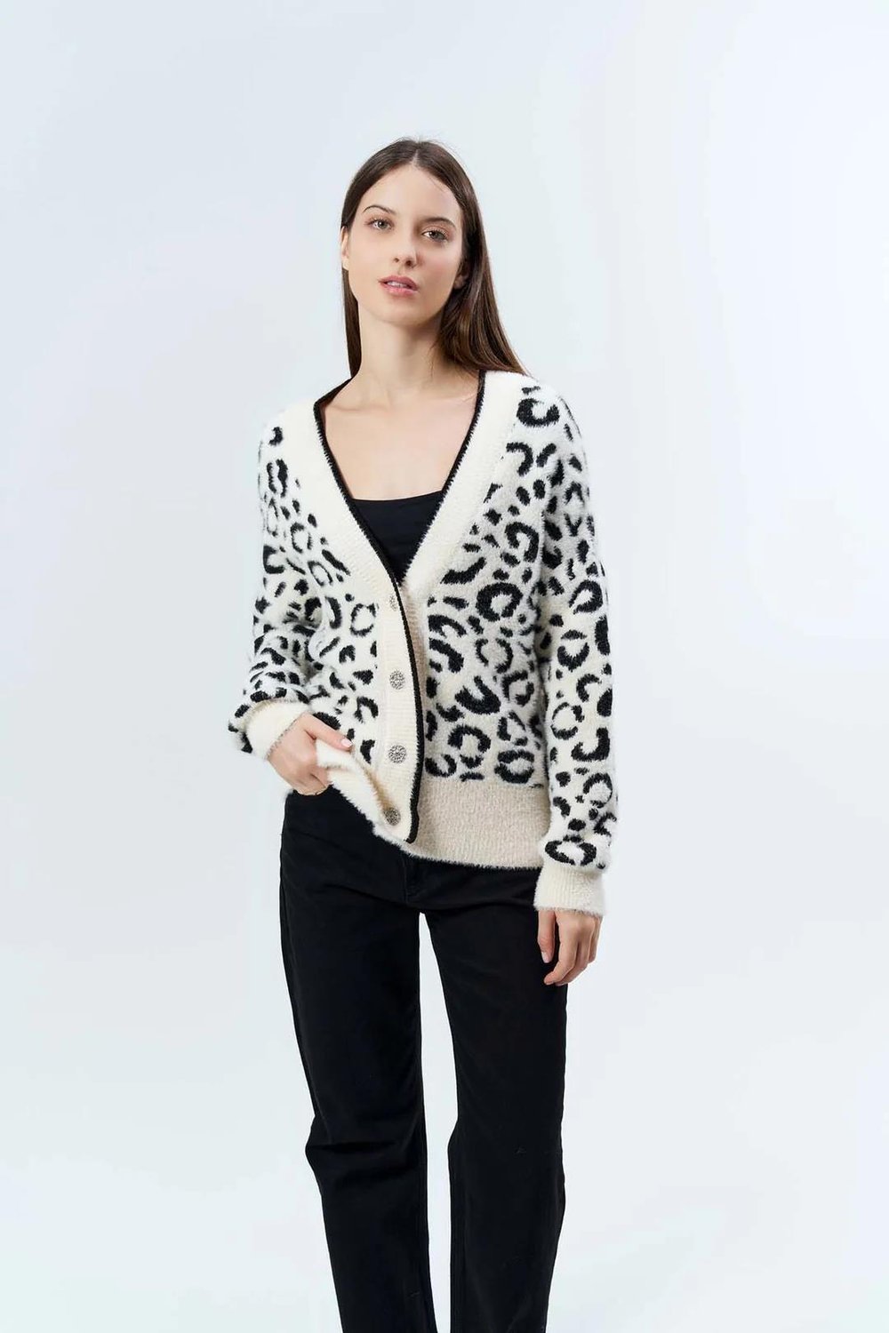 Angora Leopar Desenli Ceket 7588