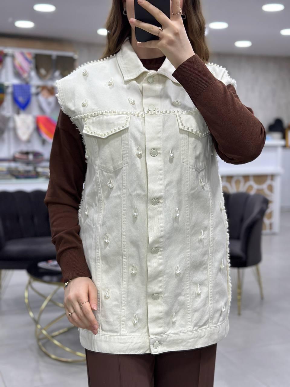 Gabardin Ekru Yelek 7122
