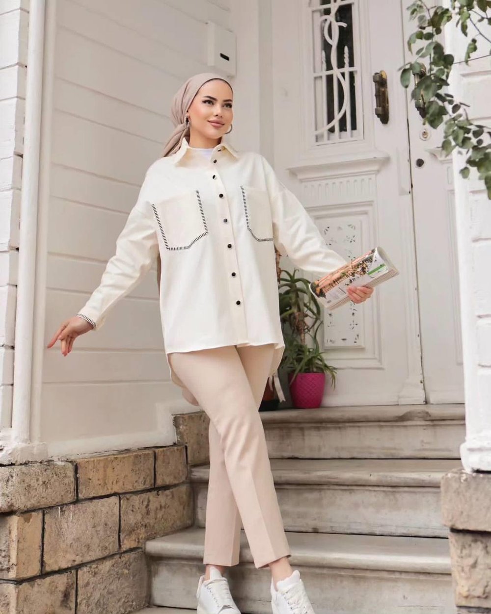 Gabardin Nakışlı Gömlek Ceket 001