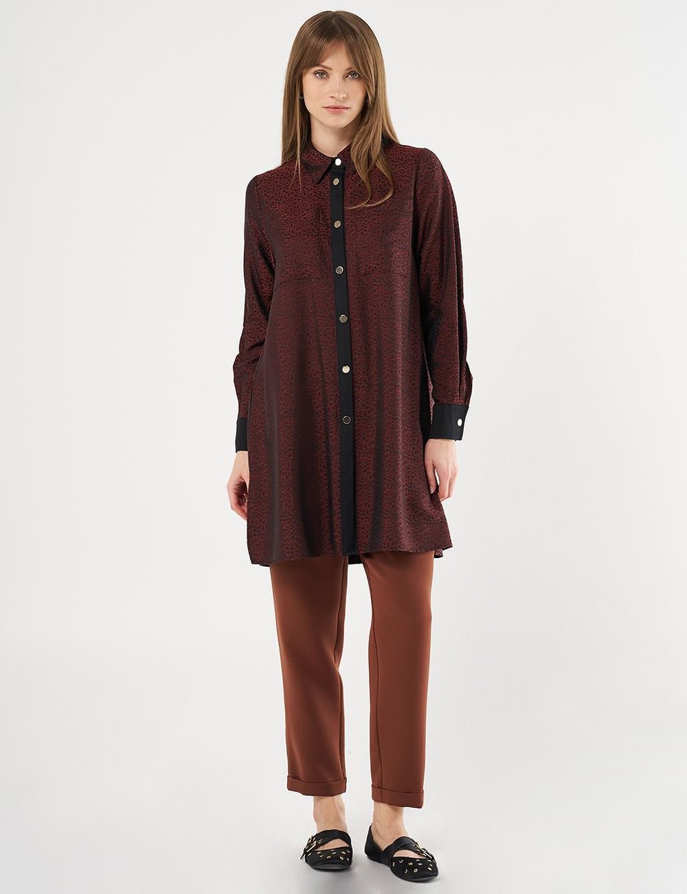 Kayra - Çift Cepli Jakarlı Tunik KA-B25-21035