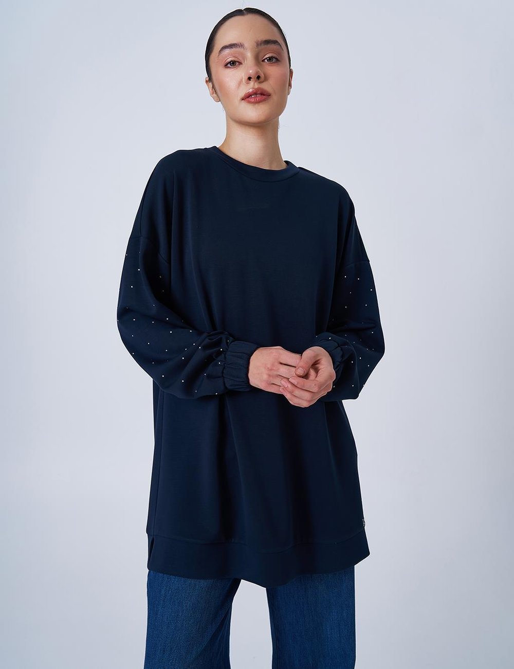 Kayra - Hotfix Baskılı Scuba Sweatshirt KY-B25-70035