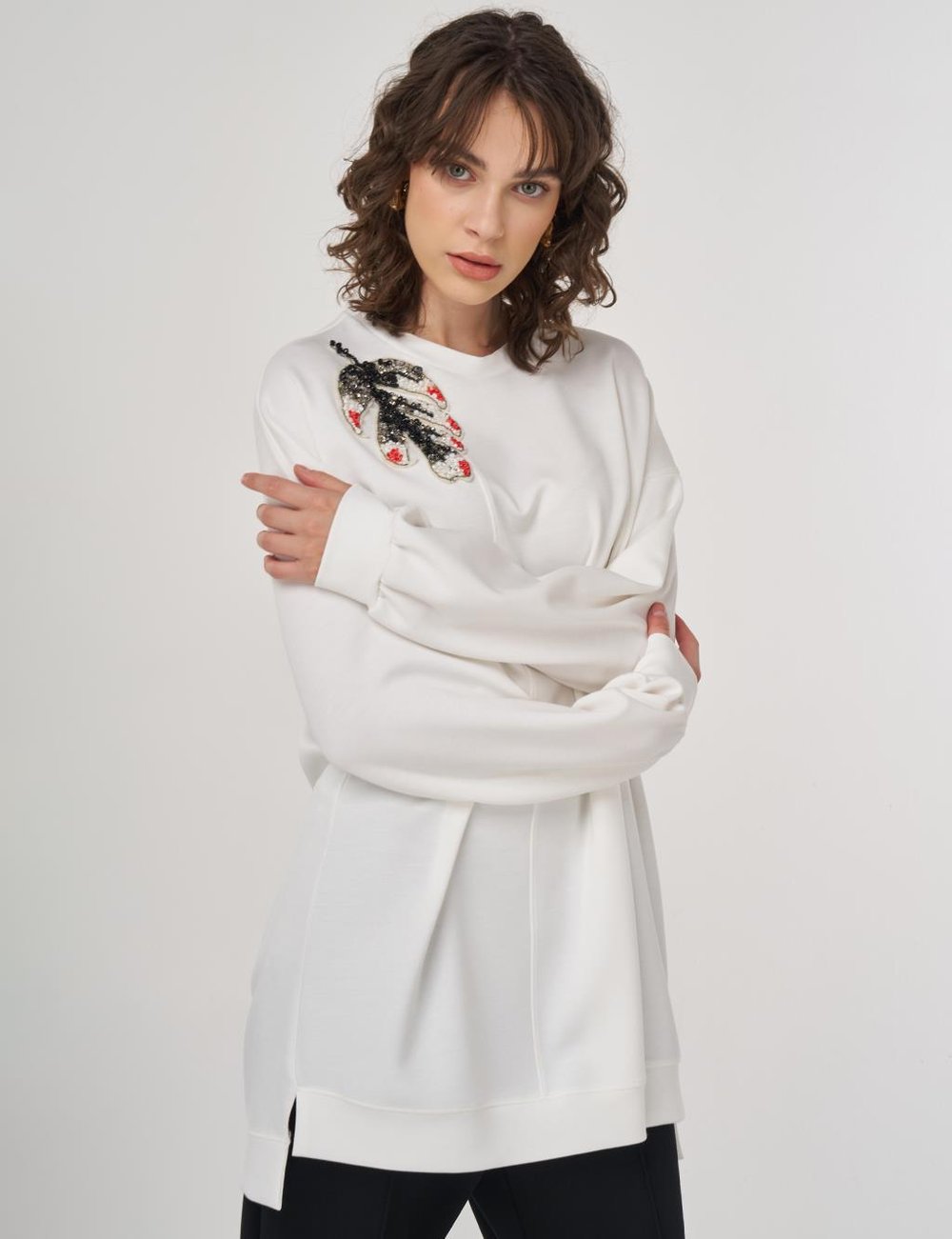 Kayra - İşlemeli Scuba Sweatshirt KA-B25-31009
