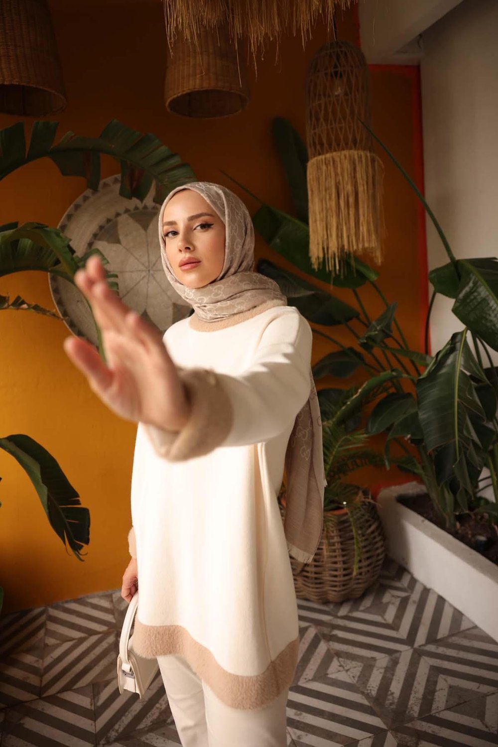 Kedi Sakal Kol Manşetli Tunik 14966