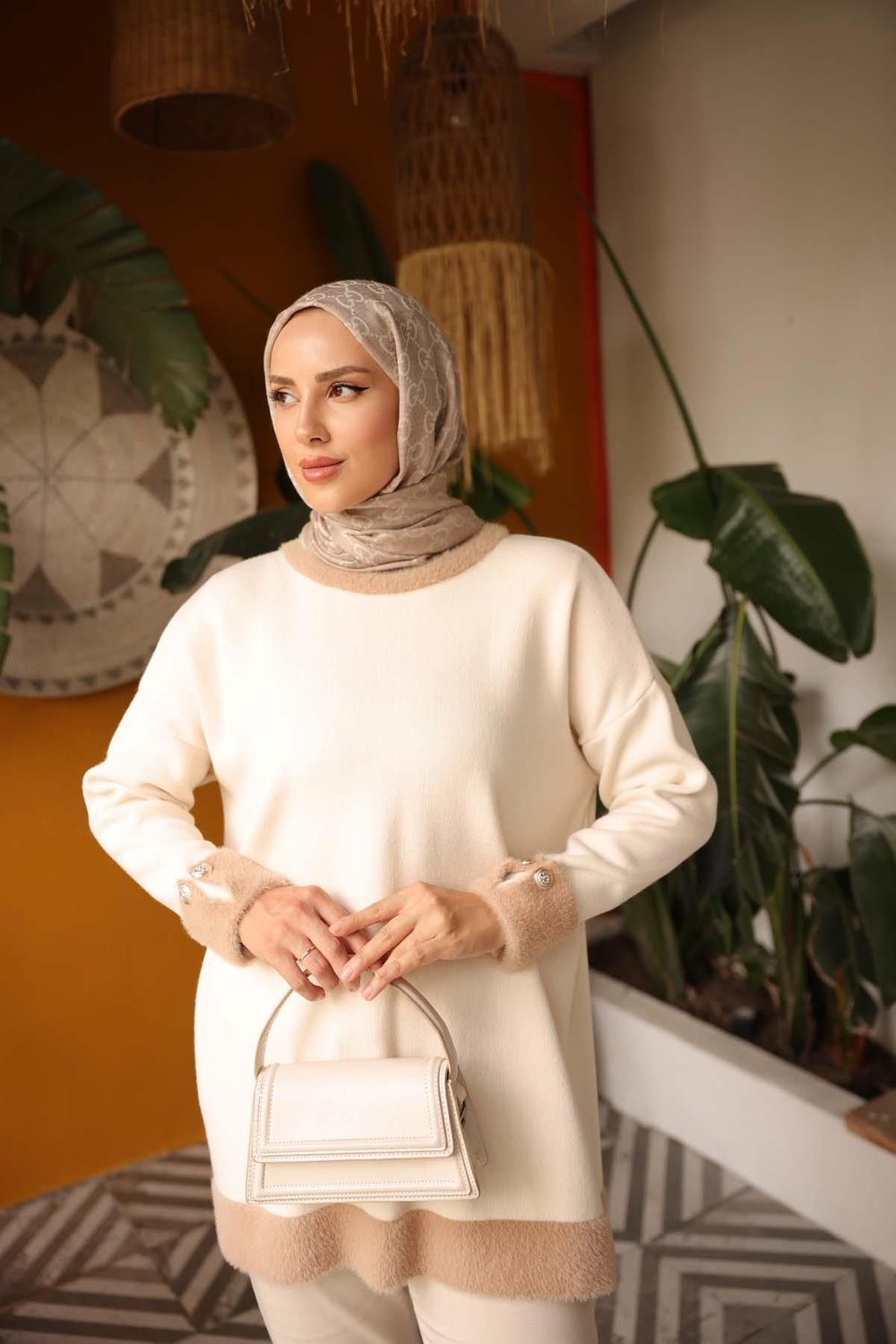 Kedi Sakal Kol Manşetli Tunik 14966