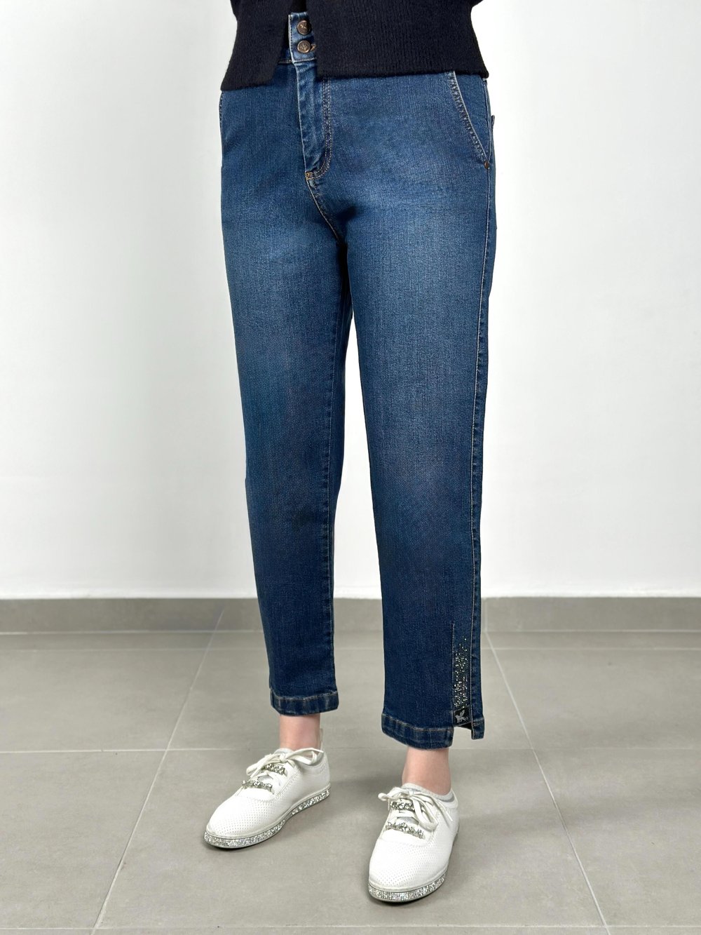 La Carte Jeans - Taşlı Beli Lastikli Mom Jean 6001