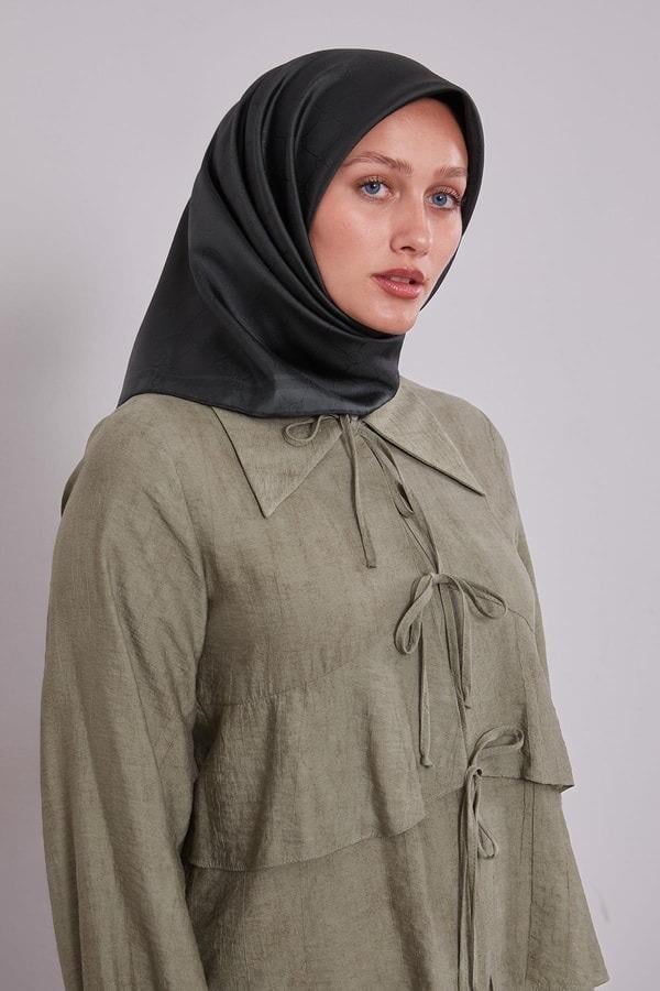 Levidor - Kenar Şeritli Monogram İpek Eşarp I-1555