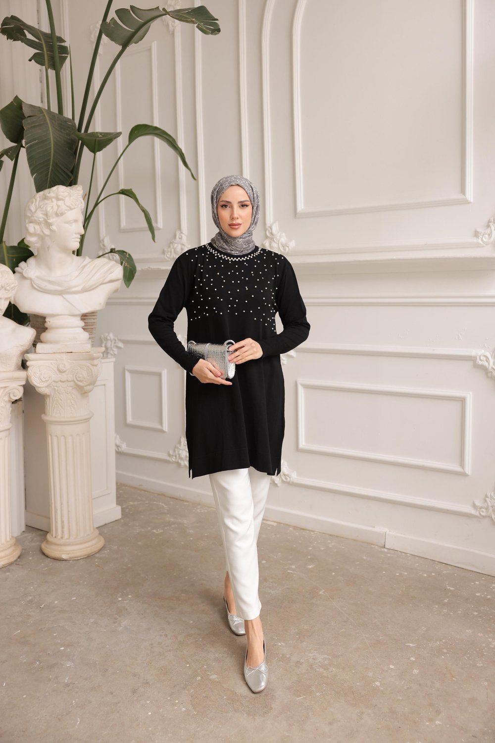 Merserize İncili Taşlı Tunik 140165